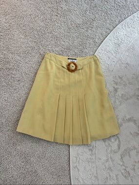 Rare Vintage Valentino Pale Yellow Pleated Skirt